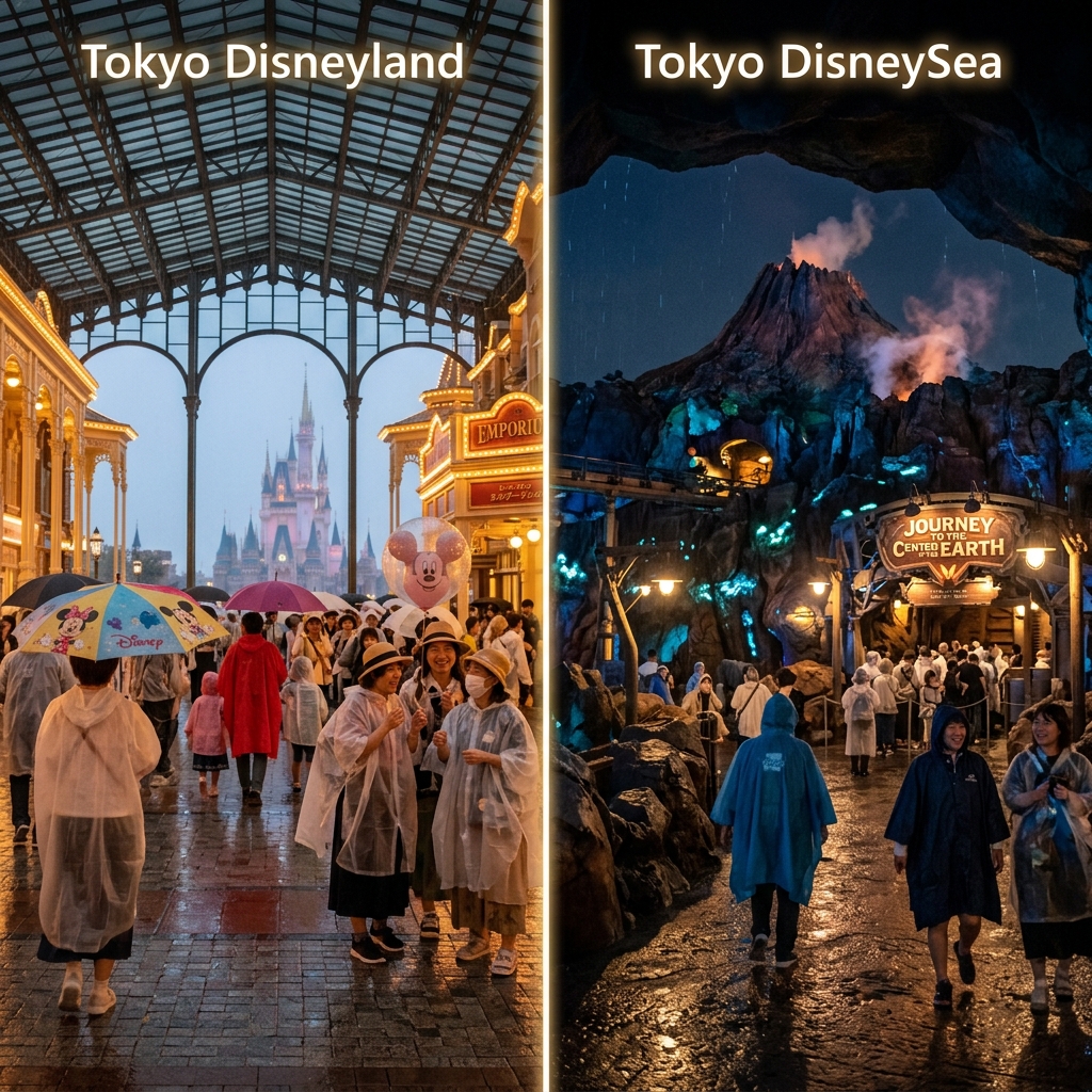【2026最新】雨の日に強いのはどっち？ディズニーランドとシーの悪天候対策を徹底比較