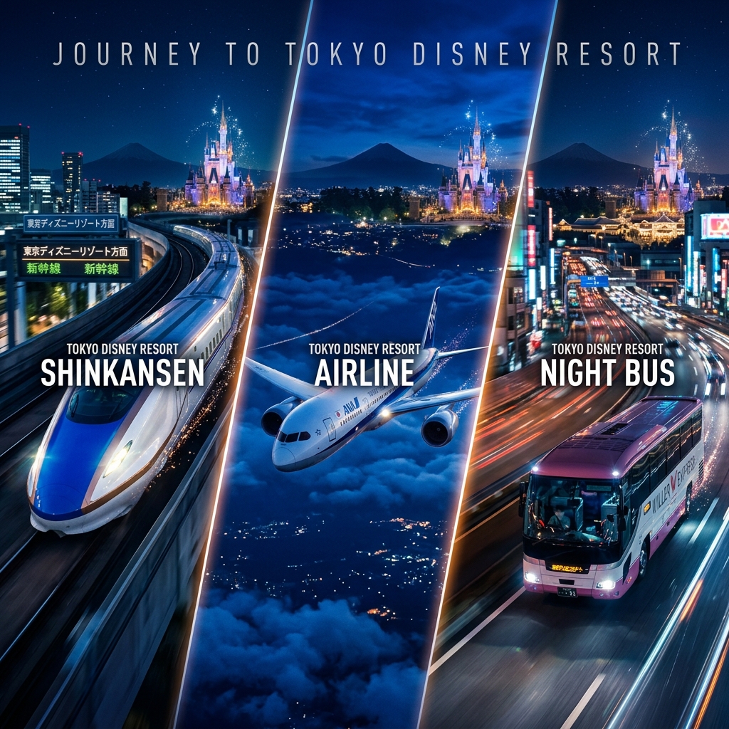 【遠方組必見】ディズニー旅行の交通手段比較!新幹線・飛行機・夜行バスどれが安い?