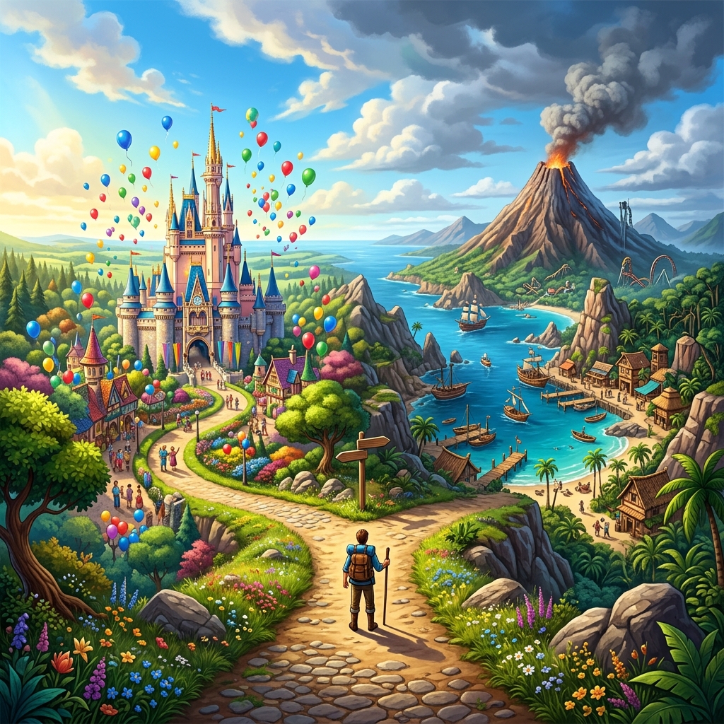 ディズニーランドとディズニーシーを巡るイメージ